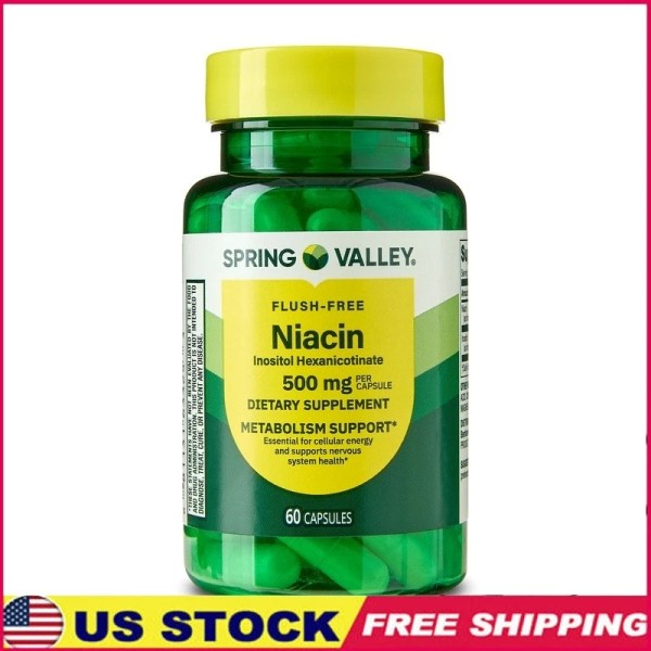 Unbranded Flush Free Niacin 500mg Capsules Metabolism Support 60 Count