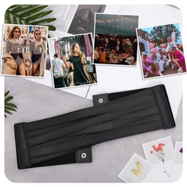 JASGOOD Women Leather Wide Waist Belt Braid Elastic Stretchy Belt Fashion Obi Belt Cich Blet,L,Black