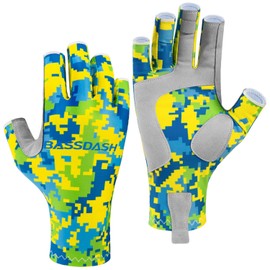 BASSDASH ALTIMATE UPF 50+ Women’s Fishing Gloves UV Sun Protection Fingerless Gloves for Kayaking Paddling Hiking Cycling Driving Shooting Training (Mahi Camo, M)