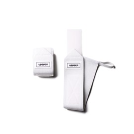 UPPPER Wrist Wraps for Weightlifting - 19" Wrist Support with Thumb Loop for Bench Press, Powerlifting, and Gym Workouts - Men & Women | Premium Fitness Gear (White)