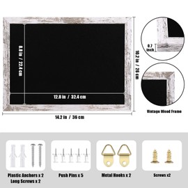 Aitakatta Black Felt Bulletin Board, Bulletin Boards for Walls with Wood Frame, Pin Board Vision Board for Office Home Kitchen and School with Pins, Screws, Anchors, 14.2x10.2 inches,1pc