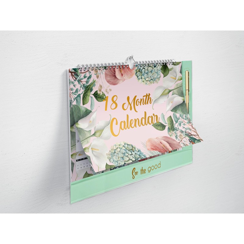 2025 Desk Calendar Free Standing Flip Over Spiral Bound Wall