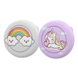 TicEaik 2 Piezas Soportes Ocultos para Airtag, Lindo Soporte de Silicona de Dibujos Animados para Airtag para Niños (Canasta Blanca)