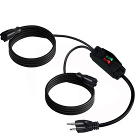 Makevivi 2 Way Extension Cord with On/Off Switch 3 Prong Outdoor Extension Cord Splitter, Heavy Duty SJTW 14AWG 15A/125V and 18AWG 10A/125V(6 Ft, Black)