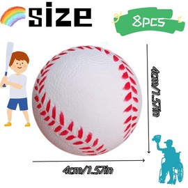 Jindizi 8 PCS Mini Soft Foam Baseballs, 4cm Professional Outdoor Practice Training Balls, Sports Squeeze Balls, Portable Indoor Training Stress Balls
