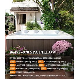 6472-970 680 Reverse Wrap Around Gray Pillow for Sundance 680 Series Spas 2003+, for Use On Sundance Spas: Burlington, Hawthorn and Hartford Models, Replace Old Part #6455-474