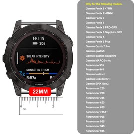 (3 Pack) T Tersely 22mm Quickfit Replacement Strap for Garmin Fenix 8/E 47mm,Sport Bands for Quatix7 Pro/Fenix 7/7Pro/6/5,Forerunner 935/945/955/965