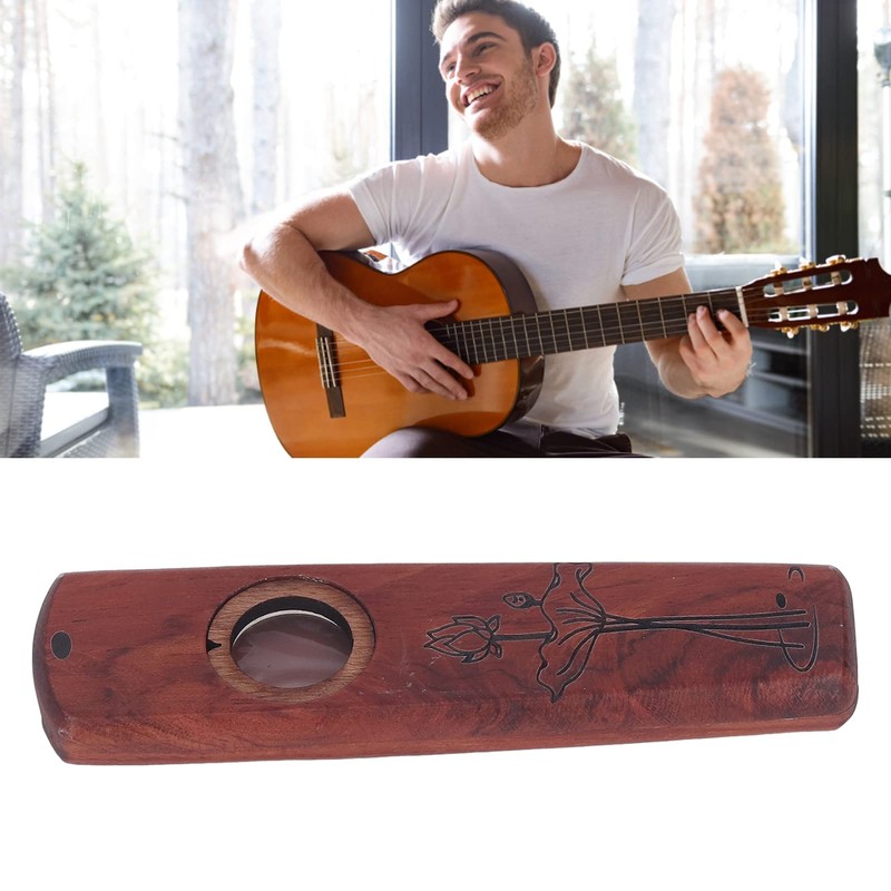 Kazoo Flute Professional Amplified Ham with Wooden Kazoo Mouth Ring