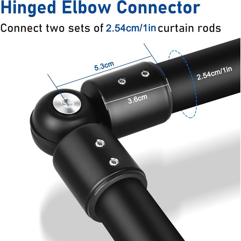 Heavy Duty Bay Window Curtain Pole Elbow Joint Kit, Adjustable