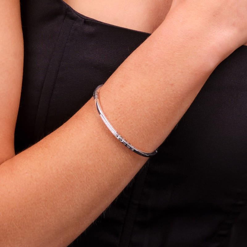 Treasure Bay Solid 925 Sterling Silver Bangle for Men and