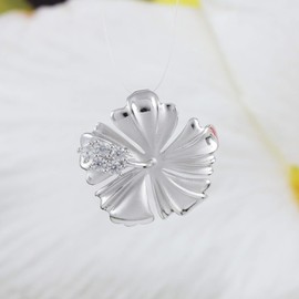 Sterling Silver Hawaiian Hibiscus Flower With CZ Pendant Necklace with 18" Silver Chain, A6134