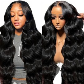 kopink 32 Inch 13x6 Lace Front Wigs Human Hair 200% Density Body Wave HD Lace Front Wigs Human Hair Pre Plucked with Baby Hair Natural Black Glueless 13x6 Full Lace Frontal Wigs For Women