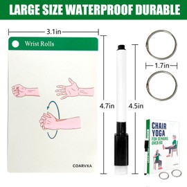 COARVXA Chair Yoga Workouts for Elderly-58 Exercise Cards with Chair Yoga，ncludes 2 Rings& Dry-Erase for Easy Organization-Exercise Cards for Seniors Over 60 (Army Green)