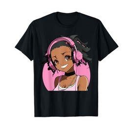 Anime and Music Black Girl Anime Merch Afro African American T-Shirt