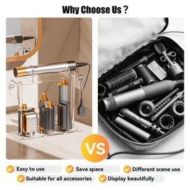 YUNEASELF Storage Holdr Compatible with Dyson Airwrap Styler Accessories: Acrylic 6 Holes Countertop Organizer for Dyson Long Barrel Attachment - Clear Stand for Bathroom Vanity Makeup Table