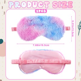 Sleep Mask for Kids, 2 Pcs Soft Plush Kids Eye Mask for Sleeping Comfortable Rainbow Color Sleeping Eye Masks Fluffy Sleep Eyeshade Cover for Women Men Home Travel Nap