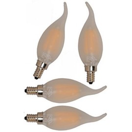 SleekLighting 3.5 Watt E12 LED Filament Candelabra Led Light Bulb, Dimmable (35W Incandescent Replacement) Warm White 2700K Chandelier Flame Tip, Decorative Clear Glass Cover 4Pack