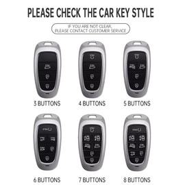 ontto luminous car key fob cover fit for Hyundai Tucson Santa Fe Palisade Sonata IONIQ 5 Santa Cruz Nexo 2022 2023 2024 key holder Metal Smart Shell case keyring keychain Accessories 7 buttons Red