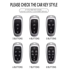 ontto luminous car key fob cover fit for Hyundai Tucson Santa Fe Palisade Sonata IONIQ 5 Santa Cruz Nexo 2022 2023 2024 key holder Metal Smart Shell case keyring keychain Accessories 7 buttons Red