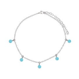 Larimar Bead Drop Anklet in Stainless Steel