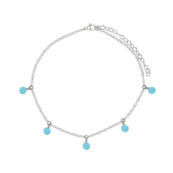 Larimar Bead Drop Anklet in Stainless Steel