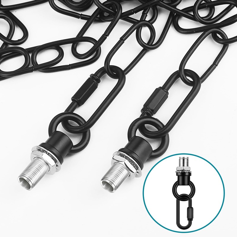 garini 12 Feet Industrial Black Light Fixture Chain, Adjustable Metal