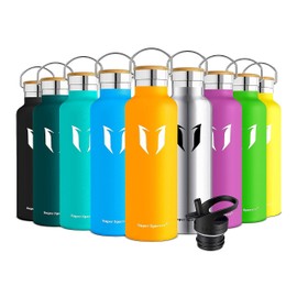 Super Sparrow Water Bottle Stainless Steel - 620ml - Insulated Metal Water Bottles - Standard Mouth Flask - BPA Free - Straw Bottle for Work, Gym, Sports - 2 Lids