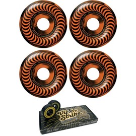 52mm Spitfire Wheels Formula Four Classic Swirl Black/Orange Skateboard Wheels - 99a with Viper Strike Skateboard Bearings 8mm Precision ABEC 7 Skateboard Bearings - Bundle of 2 Items