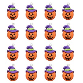 Wybcfp - 24 colgantes de calabaza de Halloween para hacer joyas, collares, pulseras, arete, accesorios, Resina, calabaza artificial