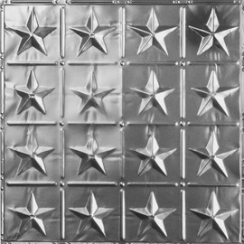 American Tin Ceilings [5-Pack Kit Nail-Up Metal Tiles Pattern #36 Americana Star Nail-Up in Brushed Satin Nickel Finish: 24" x 24" | Genuine Tin | Made in the USA | Model: kit-n-p36-sbn