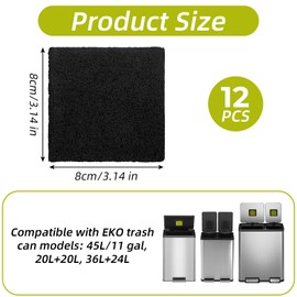12 Pack Trash Can Odor Filter Refills for Compost Bin, Square Activated Carbon Compost Filters for Countertop Bin, Activated Carbon Filter Charcoal Deodorizer Sheets for Indoor Trash Cans