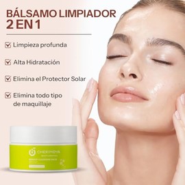 CHERIMOYA Bálsamo Desmaquillante Limpiador Hidratante 50ML – Elimina Maquillaje Waterproof y de Larga Duración, Limpieza Profunda sin Residuos Grasos, Suave para Ojos y Labios, Protege la Barrera Cutánea, Piel Fresca e Hidratada, Incluye Espátula (Aguacate)