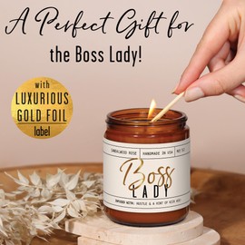 Boss Lady Gifts for Women - 'Boss Lady' Soy Candle,w/Vanilla, White Coconut & Vetiver I Best Boss Gifts for Women I Girl Boss Gifts I Bosses Day Gifts for Women I 9oz Jar, 50Hr Burn Time, Made in USA