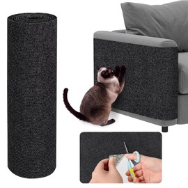 AKASENKO Tapete Rascador para Gatos Autoadhesivo Recortable - Protector para Sofá, Cama- Alfombra de Pared para Gatos DIY - Rascador para Muebles y Paredes - Protege Muebles de Arañazos (Negro, S)