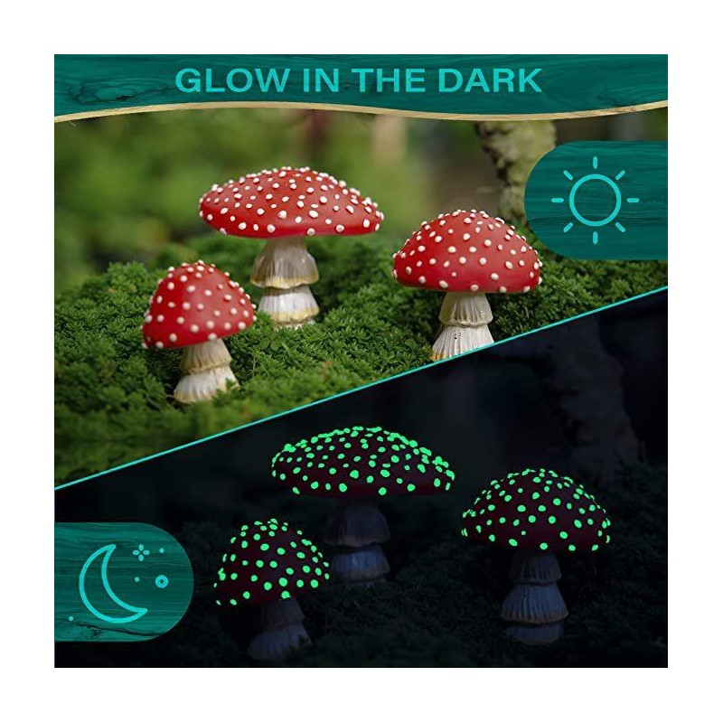 3Pcs Mushrooms Mini Miniature Figurines Garden Mushrooms Model Statue Ornaments