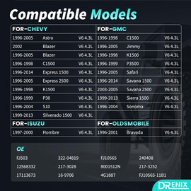 Spider Fuel Injectors fits for/Chevy Astro Blazer Express 1500 2500 K1500 P30 S10 Silverado 1500 For/GMC Jimmy P3500 Safari Savana 1500 6 Cylinder Inyectores FJ503
