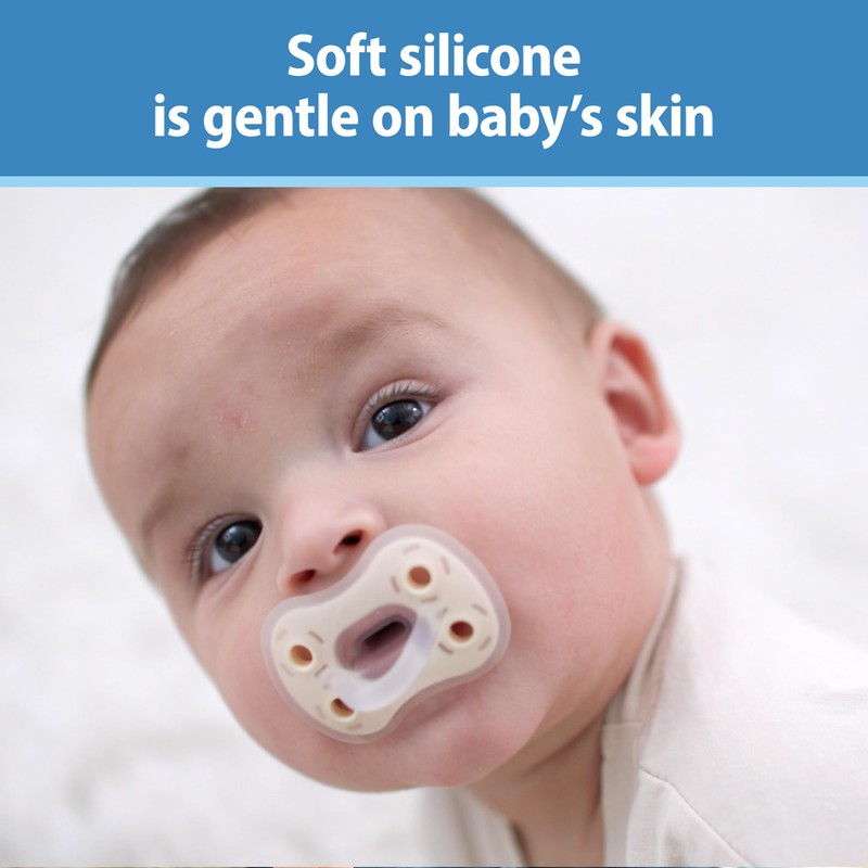 Dr. Brown's Advantage One-Piece Silicone Baby Pacifier, Fully Symmetrical Soother,