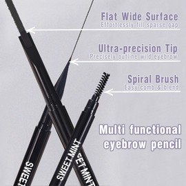 SIYDYRIT 2 Pack Microblading Eyebrow Pencil Waterproof, Dual-ended Eyebrow Pencils with Brush, Fine Tip, Eye Brow Pencils for Women, Brow Pencil with Hair Like Strokes(#02 Deep Brown)
