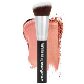 Kabuki Makeup Brush Set with Free Travel Brush Holder Includes Foundation, Blush, Bronzer, Concealer,  Mineral Brushes (Full Size) Negro 1 pc Angled  