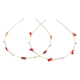 FOMIYES Strawberry Cherry Metal Headband Set 2pcs Elegant Hair Bands for Women Photo Accessory