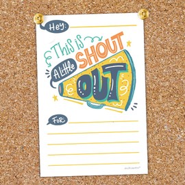 Kudos Shout Out Cards for Teachers, Students, and Employee Appreciation Cards for School or Work Bulletin Board (50 Count)