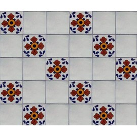 6x6 4 pcs Blue Seville Talavera Mexican Tile