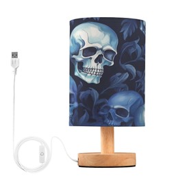 xigua Skull Bedside Table Lamp, Touch Control Nightstand Bedroom Lamp with USB Ports,LED Desk Night Light for Living Room Office590