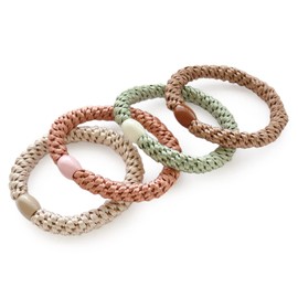 JewelVOX Hair Accessories, Rope Style, Set of 4 Colors, Stylish, Adult, Cute, Women's, Black, Thick, Tangle-Free (Eset)