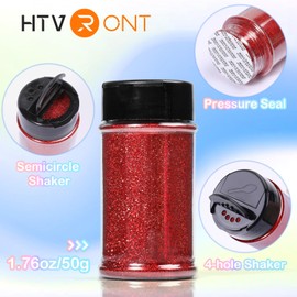 HTVRONT Red Fine Glitter for Resin - 50 g/1.76 oz Holographic Ultra Fine Glitter, Non-Toxic Resin Glitter Powder for Nails, Resin, Candle Making, Crafts