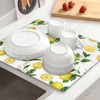Lemon And Leaves Dish Drying Mat, Highly Absorbent Microfiber Kitchen