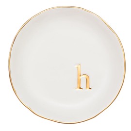 COLLECTIVE HOME - Ceramic Jewelry Tray, Decorative Trinket Dish for Rings Earrings Necklaces Bracelet Watch Keys, Birthday Mother's Day Christmas Gift for Women, 4.75", White Surface (H)