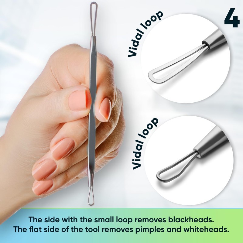 Ultimate Blackhead Removal Skincare Tools Set, Vidal Loops, Uno Spoon,