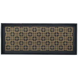 HF by LT Logan Design Deluxe Rubber Boot-Tray, 34 x 14 inches, Heavy Duty Vulcanized Rubber, One-Piece Seamless Construction, Year Round Use Indoors or Outdoors, Black with Brushed Brass Finish