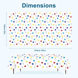 SAVITA 2pcs Paw Print Tablecloth, 107x53in Large Puppy Table Cover Dog Table Cloth Paw Print Party Supplies for Dog Pet Themed Party Decorations Favors